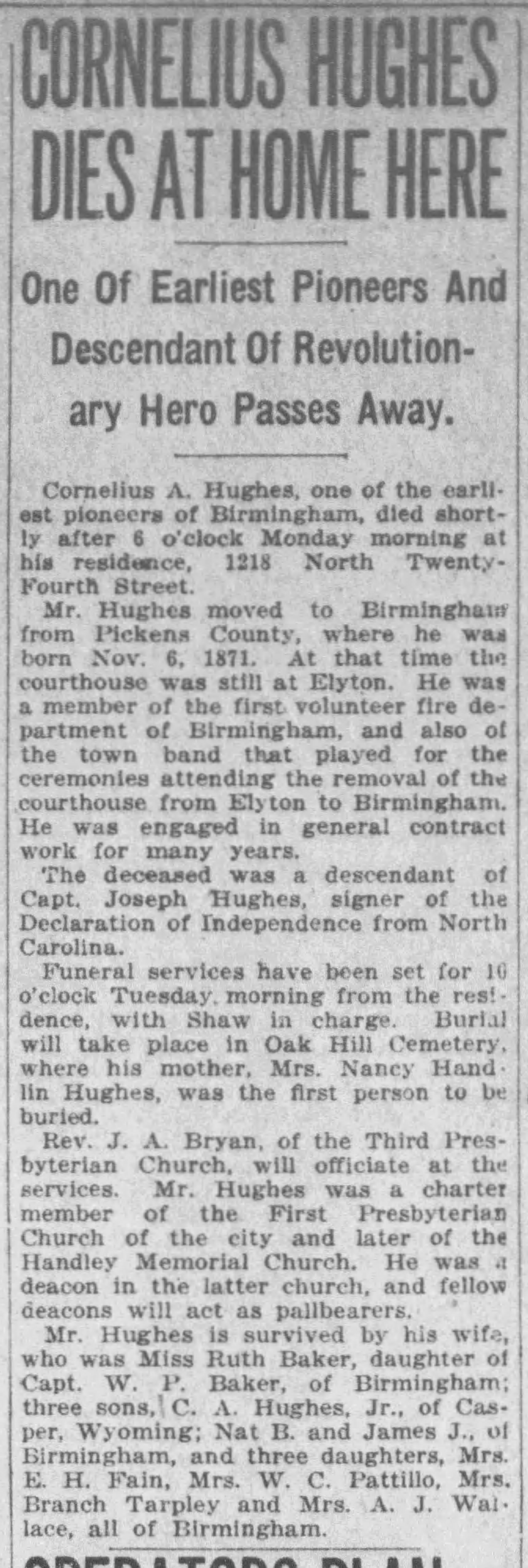 Cornelius Hughes obituary